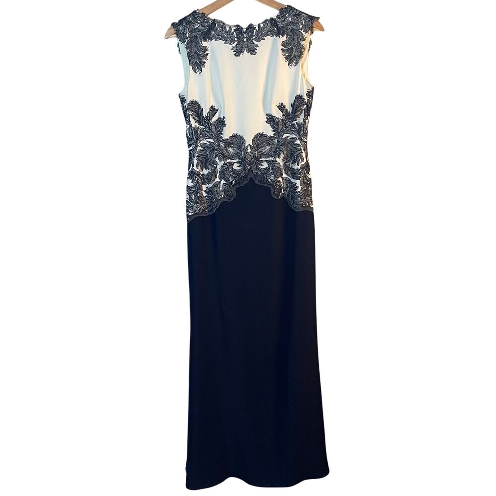 Tadashi Shoji Falcon Gown SZ 2 Long Formal Navy Dress Lace Accents MSRP $518 - Picture 3 of 15